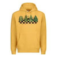 Mustard christmas checkered trees Premium Hoodie - MaliasSmallBusiness