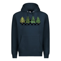 Navy christmas checkered trees Premium Hoodie - MaliasSmallBusiness