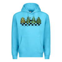 Ocean Blue christmas checkered trees Premium Hoodie - MaliasSmallBusiness