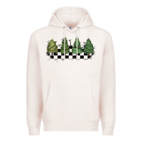 Pale Pink christmas checkered trees Premium Hoodie - MaliasSmallBusiness