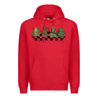 Red christmas checkered trees Premium Hoodie - MaliasSmallBusiness