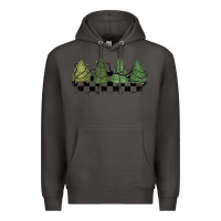 Smoke christmas checkered trees Premium Hoodie - MaliasSmallBusiness