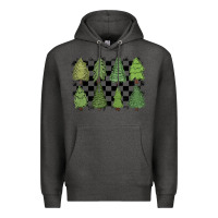 Charcoal Heather checkered trees Premium Hoodie - MaliasSmallBusiness