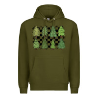 Army Green checkered trees Premium Hoodie - MaliasSmallBusiness