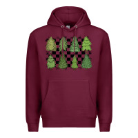 Burgundy checkered trees Premium Hoodie - MaliasSmallBusiness