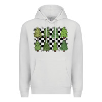 Dove Grey checkered trees Premium Hoodie - MaliasSmallBusiness