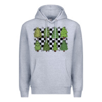Heather Grey checkered trees Premium Hoodie - MaliasSmallBusiness