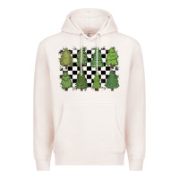 Pale Pink checkered trees Premium Hoodie - MaliasSmallBusiness