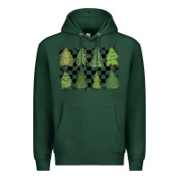 Sports Green checkered trees Premium Hoodie - MaliasSmallBusiness