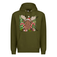 Army Green christmas reindeer Premium Hoodie - MaliasSmallBusiness