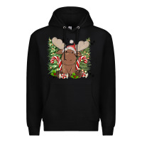 Black christmas reindeer Premium Hoodie - MaliasSmallBusiness