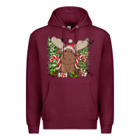 Burgundy christmas reindeer Premium Hoodie - MaliasSmallBusiness