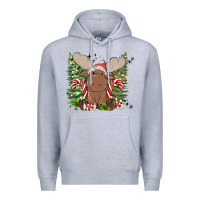 Heather Grey christmas reindeer Premium Hoodie - MaliasSmallBusiness