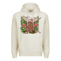 Oatmeal Heather christmas reindeer Premium Hoodie - MaliasSmallBusiness