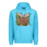 Ocean Blue christmas reindeer Premium Hoodie - MaliasSmallBusiness