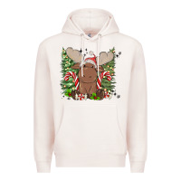 Pale Pink christmas reindeer Premium Hoodie - MaliasSmallBusiness
