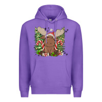 Purple christmas reindeer Premium Hoodie - MaliasSmallBusiness