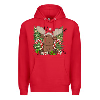 Red christmas reindeer Premium Hoodie - MaliasSmallBusiness