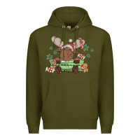 Army Green christmas reindeer Premium Hoodie - MaliasSmallBusiness