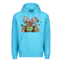 Ocean Blue christmas reindeer Premium Hoodie - MaliasSmallBusiness