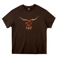 Chocolate Brown texas longhorn illustration Heavy Core Tee - CowhideDigitalArt