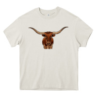 Cream texas longhorn illustration Heavy Core Tee - CowhideDigitalArt