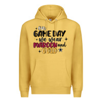 Antique Gold on game day we wear maroon and gold Premium Hoodie - MaliasSmallBusiness