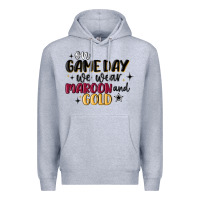 Heather Grey on game day we wear maroon and gold Premium Hoodie - MaliasSmallBusiness
