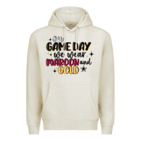 Oatmeal Heather on game day we wear maroon and gold Premium Hoodie - MaliasSmallBusiness