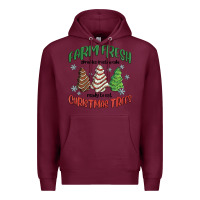 Burgundy farm fresh christmas trees Premium Hoodie - MaliasSmallBusiness
