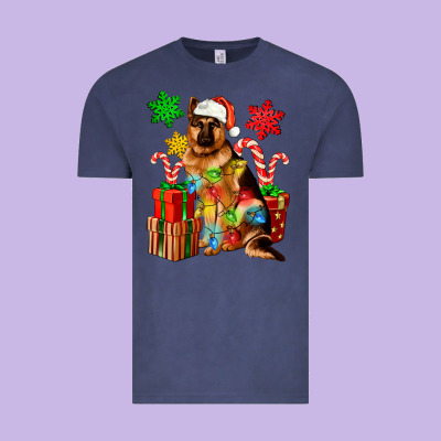 Christmas German Shepherd Vintage Tee Designed By Artiststas