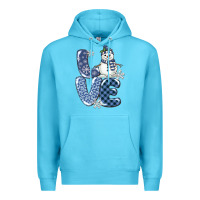 Ocean Blue love snowman Premium Hoodie - MaliasSmallBusiness
