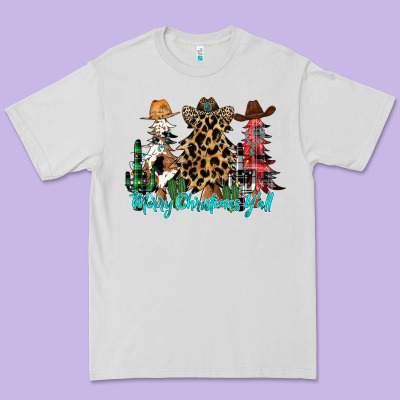Merry Christmas Y'all Christmas Trees Premium Tee Designed By Cowhidedigitalart