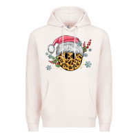 Pale Pink leopard smiley face Premium Hoodie - MaliasSmallBusiness