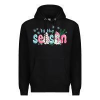 Black tis the season snowman and christmas cake Premium Hoodie - MaliasSmallBusiness