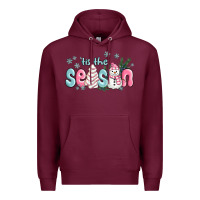 Burgundy tis the season snowman and christmas cake Premium Hoodie - MaliasSmallBusiness