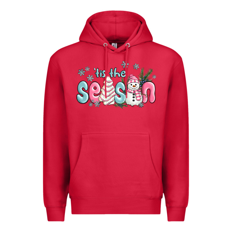 Tis The Season Snowman And Christmas Cake Premium Hoodie by MaliasSmallBusiness | Teevron