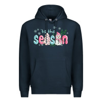 Navy tis the season snowman and christmas cake Premium Hoodie - MaliasSmallBusiness
