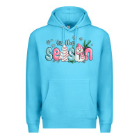 Ocean Blue tis the season snowman and christmas cake Premium Hoodie - MaliasSmallBusiness