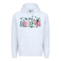 White tis the season snowman and christmas cake Premium Hoodie - MaliasSmallBusiness