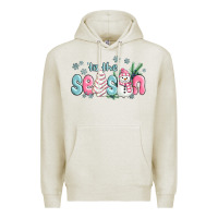 Oatmeal Heather tis the season snowman and christmas cake Premium Hoodie - MaliasSmallBusiness