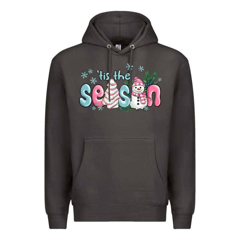 Tis The Season Snowman And Christmas Cake Premium Hoodie by MaliasSmallBusiness | Teevron