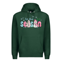 Sports Green tis the season snowman and christmas cake Premium Hoodie - MaliasSmallBusiness