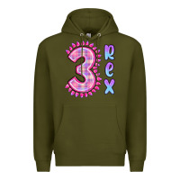 Army Green 3 rex pink dinosaur Premium Hoodie - MaliasSmallBusiness