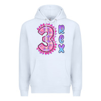 White 3 rex pink dinosaur Premium Hoodie - MaliasSmallBusiness