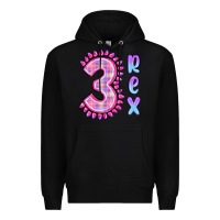 Black 3 rex pink dinosaur Premium Hoodie - MaliasSmallBusiness