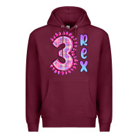 Burgundy 3 rex pink dinosaur Premium Hoodie - MaliasSmallBusiness