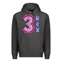 Charcoal Heather 3 rex pink dinosaur Premium Hoodie - MaliasSmallBusiness