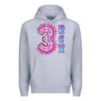 Heather Grey 3 rex pink dinosaur Premium Hoodie - MaliasSmallBusiness
