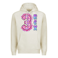 Oatmeal Heather 3 rex pink dinosaur Premium Hoodie - MaliasSmallBusiness